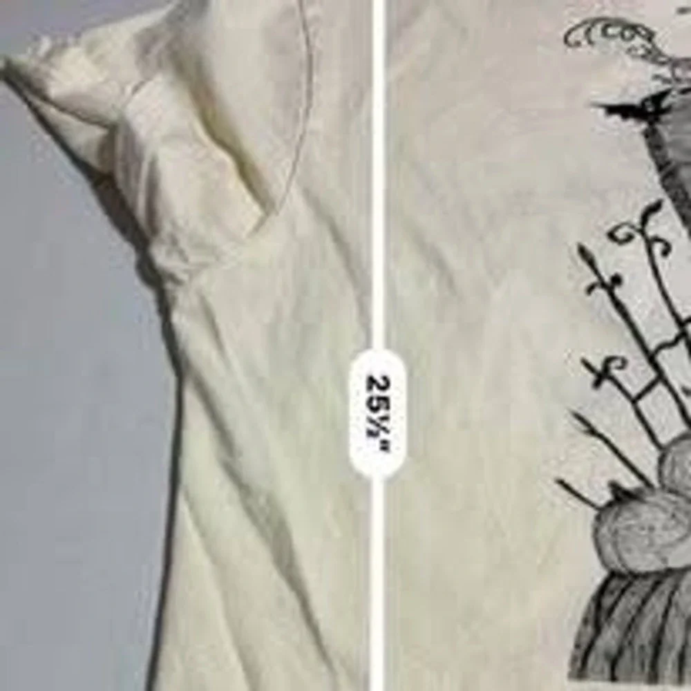 Disney T Shirt Cream Mens L Nightmare Before Christmas Tim Burton Graphic Tee